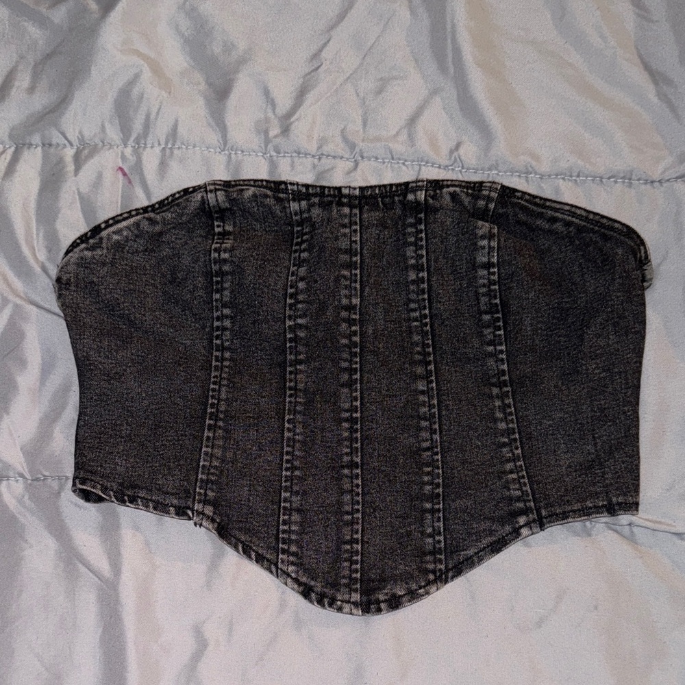 SOLD!!!! Black Denim Corset Top